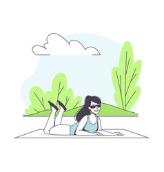 Woman Character In Sunglasses Lying On Blanket