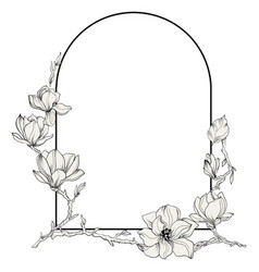 Modern Floral Frame With Magnolia Flowers