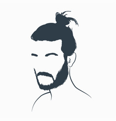 Original Portrait A Man With Beard And Bun Pen