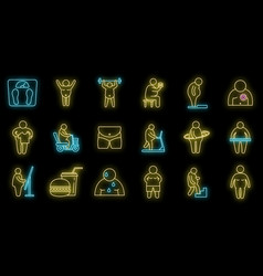 Overweight People Icons Set Neon