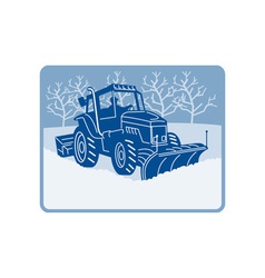 Snow Plow Tractor Plowing Winter Scene