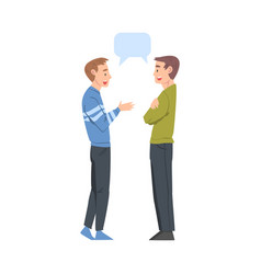 Two Guys Talking With Speech Bubbles Friends