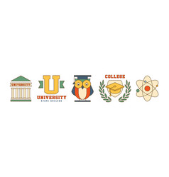 College And University Emblem And Badge Set