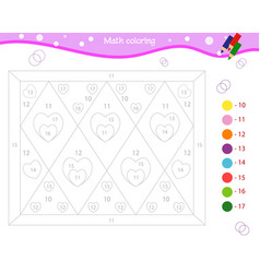 Number Coloring For Kids Color Hearts