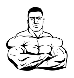 Bodybuilder With Arms Crossed Isolated On White