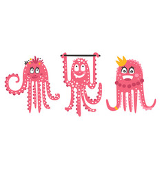 Cartoon Cute Octopuses Set