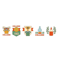 College And University Emblem And Badge Set