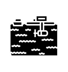 Floating Platform Tidal Power Glyph Icon