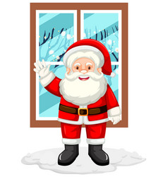 Santa Waving Hand By The Window