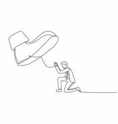 Continuous One Line Drawing Businessman Kneel