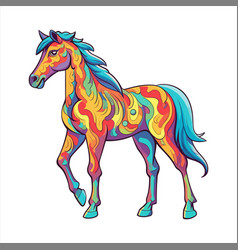 Horse Colorful Watercolor Cartoon Kawaii