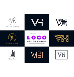 Initial Letters Vh Logo Design Bundle