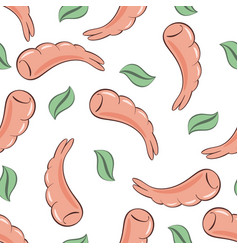 Shrimp And Foliage Seamless Pattern