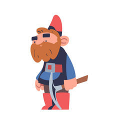 Bearded Gnome With Pickaxe As Fairytale Character