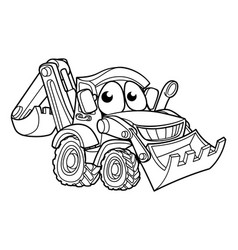 Bulldozer Digger Cartoon Character