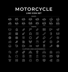 Set Line Icons Of Motorcycle Parts Clothes