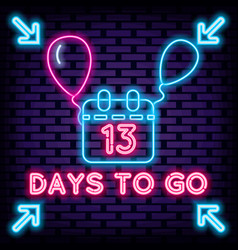 13 Days To Go Badge In Neon Style Bright