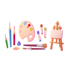 Easel And Brush Art Paint Tool For Artist Cartoon