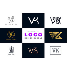 Initial Letters Vk Logo Design Bundle