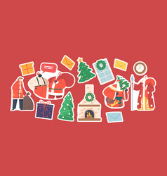 Set Of Stickers Santa In Traditional Costumes