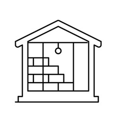 Inside Wall Insulation With Mineral Wool Line Icon