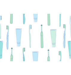 Seamless Pattern Of Toothbrushes And Toothpaste