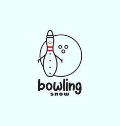 Snow Man With Ball Bowling Logo Design Graphic