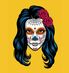 Women On Sugar Skull Make Dia De Los Muertos