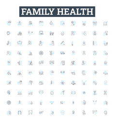 Family Health Line Icons Set