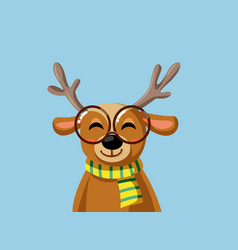 Happy Reindeer Wearing Glasses Celebrating