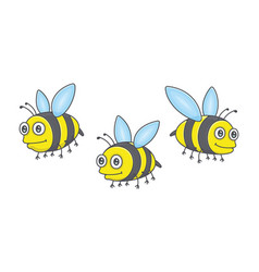 Cute honey bee cartoon collection set Royalty Free Vector