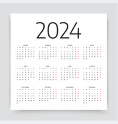 Spanish Calendar For 2024 Year Simple Template