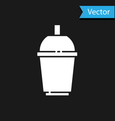 White Coffee Cup To Go Icon Isolated On Black