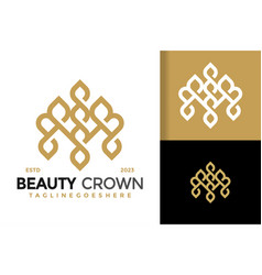 Letter B Beauty Crown And Leaf Logo Icon