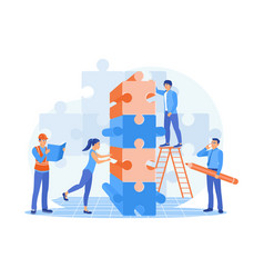 People Connect Puzzle Pieces Teamwork In Building