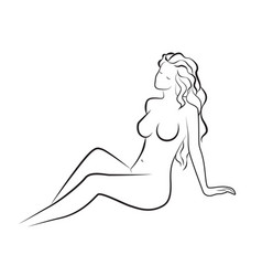 Silhouette Of Sitting Beautiful Nude Woman