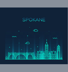 Spokane Skyline Washington Usa Linear Style