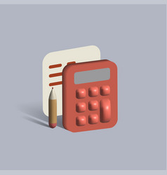 Calculator With Paper And Pen 3d Icon Red