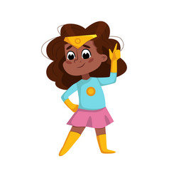 Cute African American Girl Playing Superhero