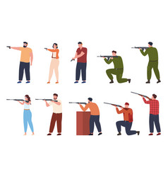 People In Different Poses Shoot Firearms Shooting