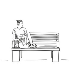 Sketch Of Man Sitting On Bench With Feet Up On