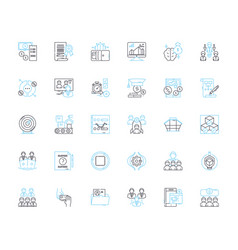 Working Environment Design Linear Icons Set