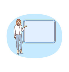 Smiling Woman Present Near Mockup Board