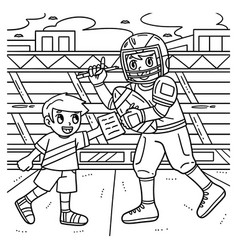 American Football Player And Boy Coloring Page