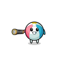 Beach Ball Mascot Holding Flashlight