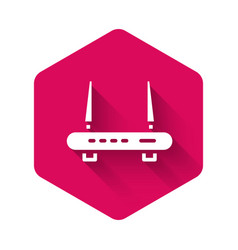 White Router And Wi-fi Signal Icon Isolated