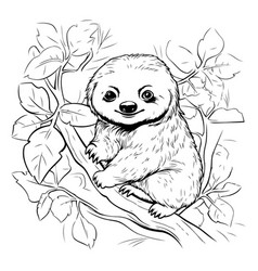 Cute Sloth Sitting On A Tree Branch