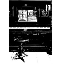 Hand Drawn Of Vintage Piano With Piano Sheet