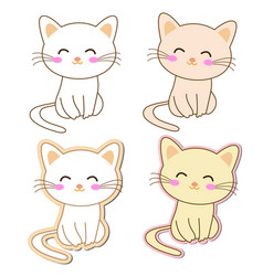 Set Of Cute Little Cats On White Background