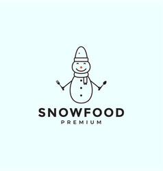 Snow Man With Spoon Fork Logo Design Graphic